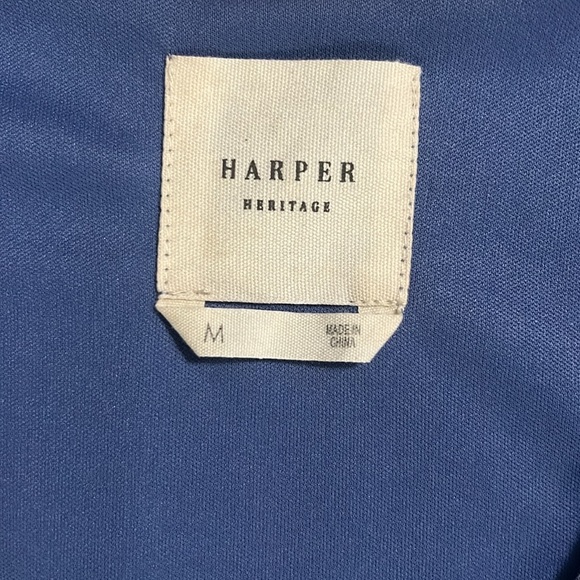 Harper Heritage Blue & White Striped Wrap Dress Size M Nautical Coastal Preppy - Picture 3 of 12